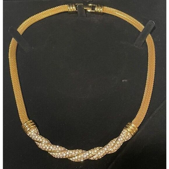 Swarovski Vintage Gold Mesh Necklace With Box - Excellent Condition - Picture 3 of 10
